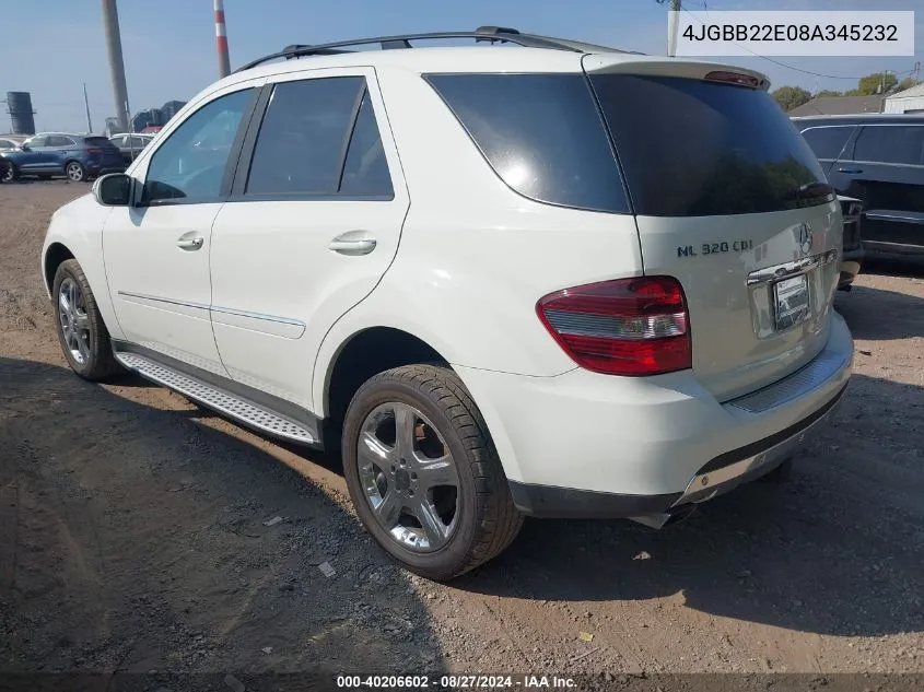 2008 Mercedes-Benz Ml 320 Cdi 4Matic VIN: 4JGBB22E08A345232 Lot: 40206602