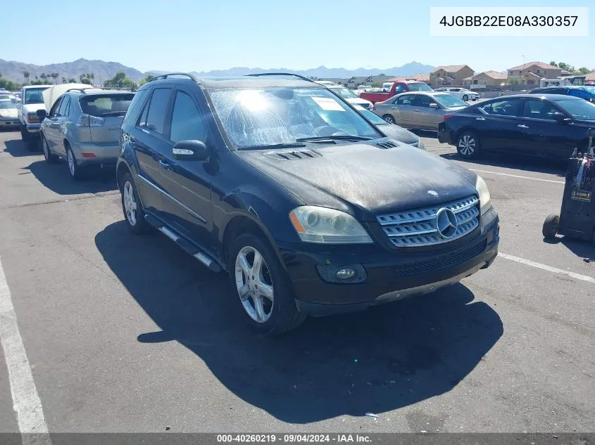 2008 Mercedes-Benz Ml 320 Cdi 4Matic VIN: 4JGBB22E08A330357 Lot: 40260219