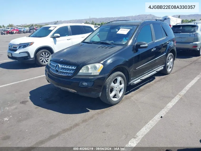 2008 Mercedes-Benz Ml 320 Cdi 4Matic VIN: 4JGBB22E08A330357 Lot: 40260219