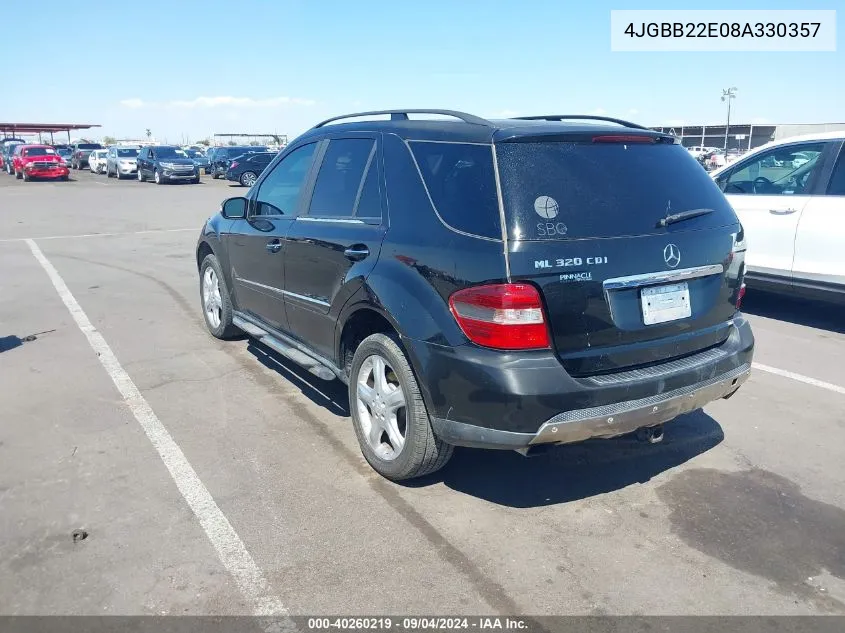 2008 Mercedes-Benz Ml 320 Cdi 4Matic VIN: 4JGBB22E08A330357 Lot: 40260219