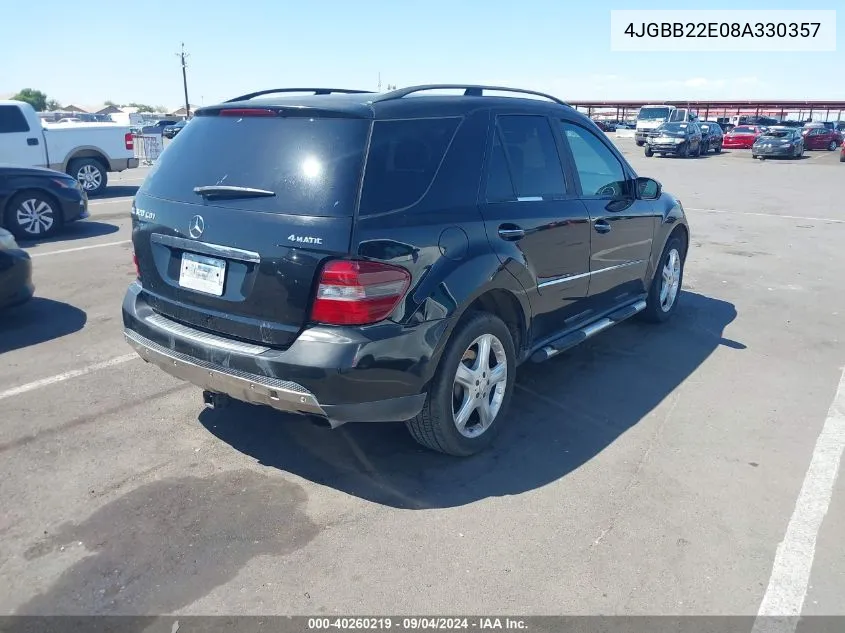 2008 Mercedes-Benz Ml 320 Cdi 4Matic VIN: 4JGBB22E08A330357 Lot: 40260219