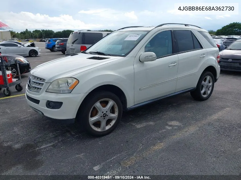 2008 Mercedes-Benz Ml 350 4Matic VIN: 4JGBB86E68A362730 Lot: 40319461