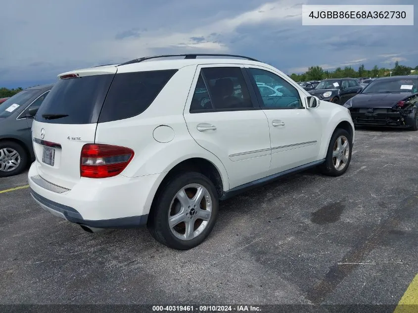 2008 Mercedes-Benz Ml 350 4Matic VIN: 4JGBB86E68A362730 Lot: 40319461