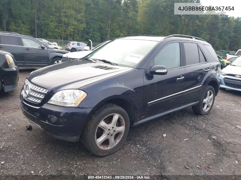 2008 Mercedes-Benz Ml 350 4Matic VIN: 4JGBB86E08A367454 Lot: 40412343