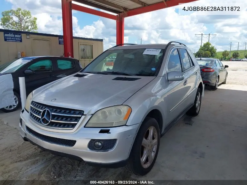 2008 Mercedes-Benz Ml 350 4Matic VIN: 4JGBB86E28A311872 Lot: 40426163