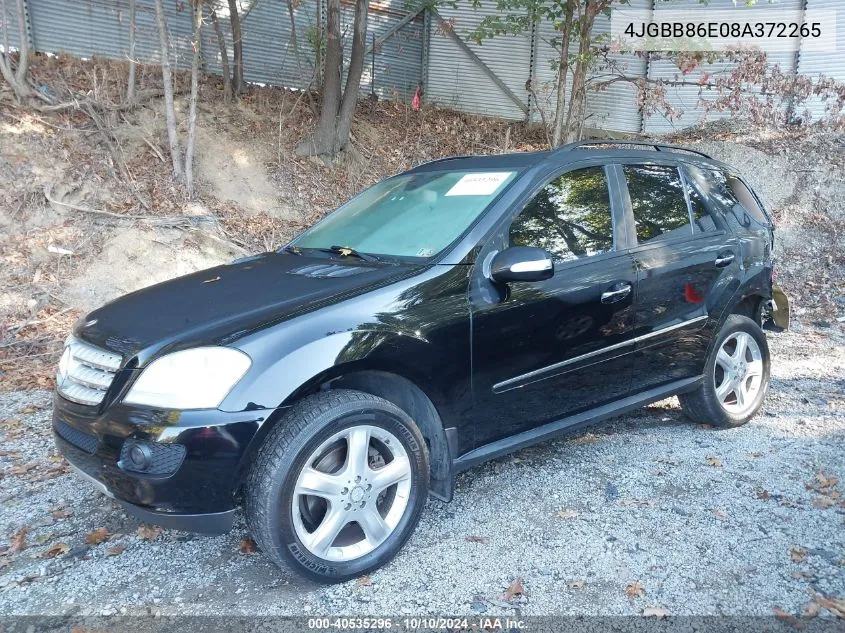 2008 Mercedes-Benz Ml 350 4Matic VIN: 4JGBB86E08A372265 Lot: 40535296