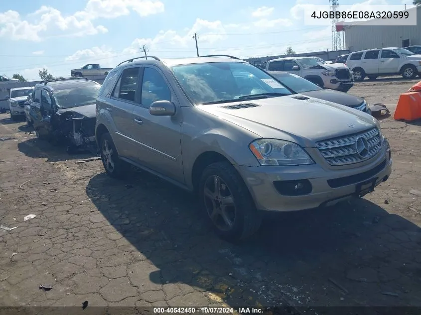 2008 Mercedes-Benz Ml 350 4Matic VIN: 4JGBB86E08A320599 Lot: 40542450