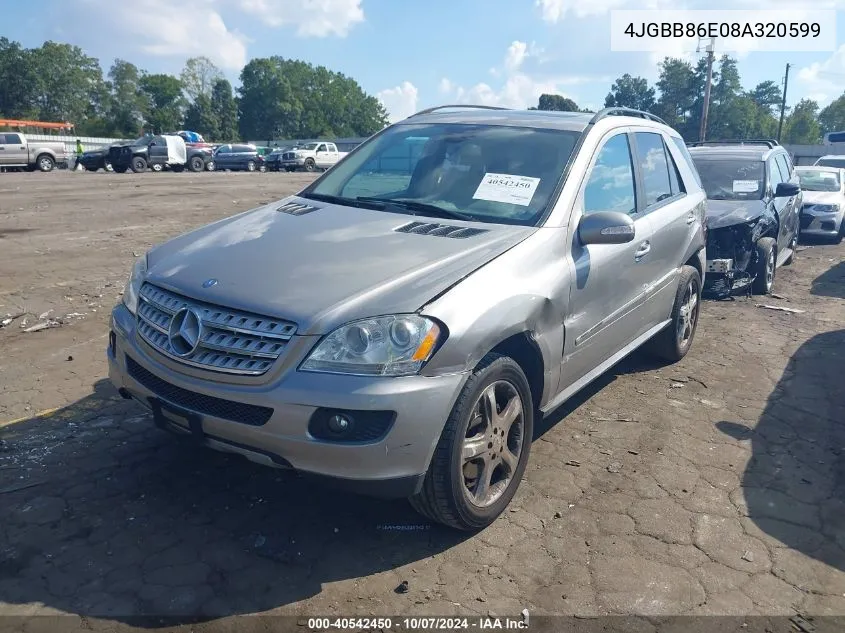 2008 Mercedes-Benz Ml 350 4Matic VIN: 4JGBB86E08A320599 Lot: 40542450