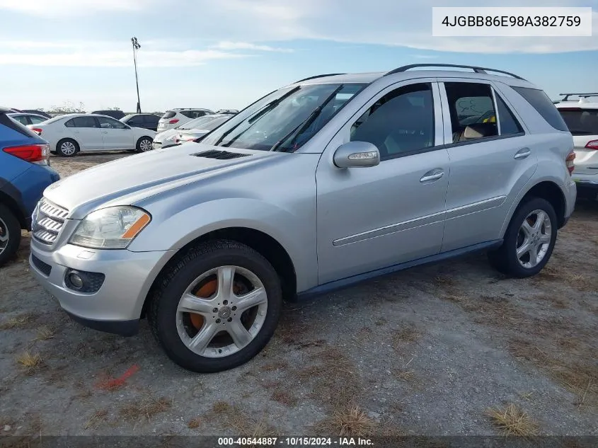 2008 Mercedes-Benz Ml 350 4Matic VIN: 4JGBB86E98A382759 Lot: 40544887