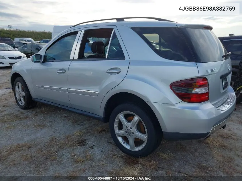 2008 Mercedes-Benz Ml 350 4Matic VIN: 4JGBB86E98A382759 Lot: 40544887