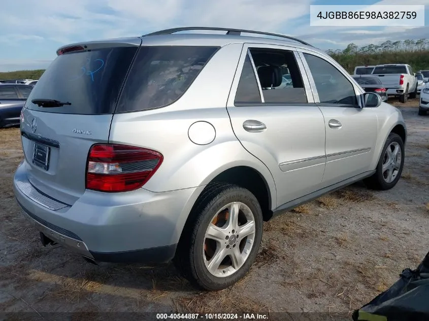 4JGBB86E98A382759 2008 Mercedes-Benz Ml 350 4Matic