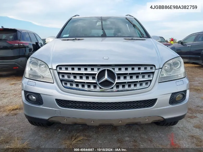 2008 Mercedes-Benz Ml 350 4Matic VIN: 4JGBB86E98A382759 Lot: 40544887