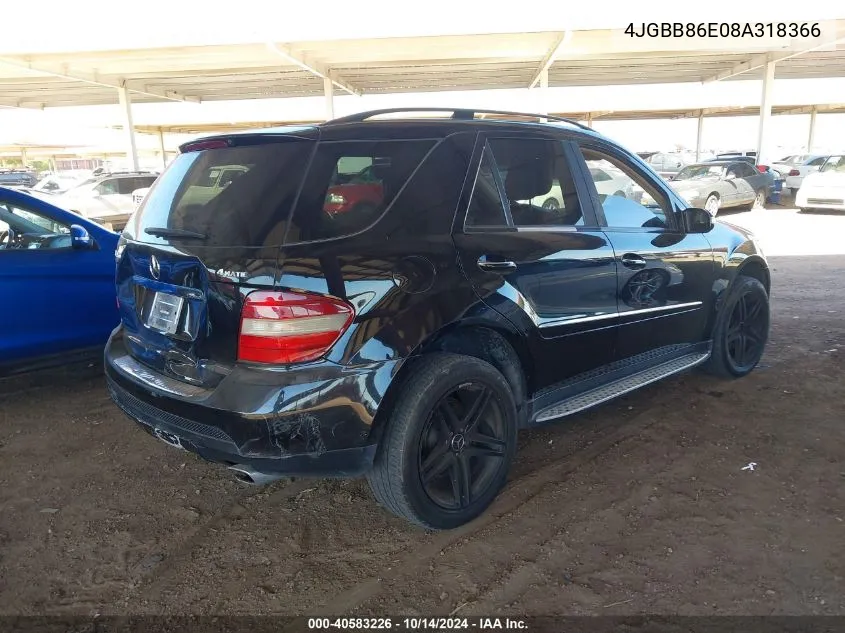 2008 Mercedes-Benz Ml 350 4Matic VIN: 4JGBB86E08A318366 Lot: 40583226