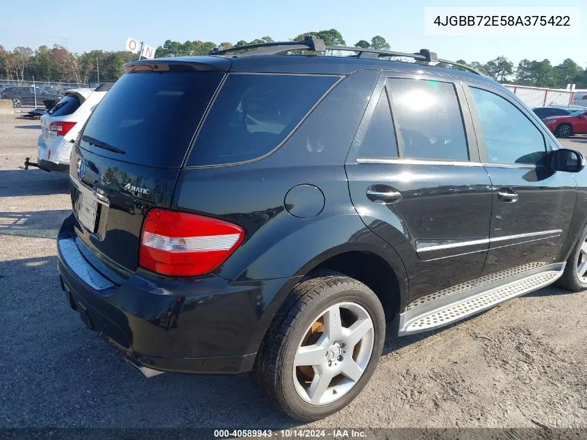 2008 Mercedes-Benz Ml 550 4Matic VIN: 4JGBB72E58A375422 Lot: 40589943