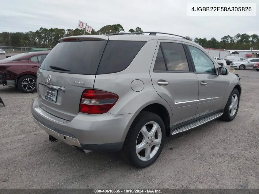 2008 Mercedes-Benz Ml 320 Cdi 4Matic VIN: 4JGBB22E58A305826 Lot: 40616635