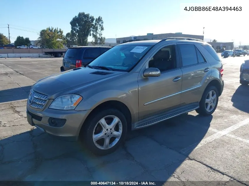 2008 Mercedes-Benz Ml 350 4Matic VIN: 4JGBB86E48A394463 Lot: 40647134