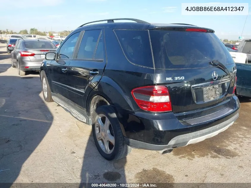 2008 Mercedes-Benz Ml 350 4Matic VIN: 4JGBB86E68A412347 Lot: 40649200