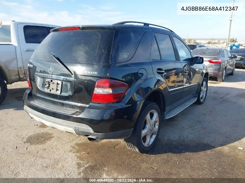 2008 Mercedes-Benz Ml 350 4Matic VIN: 4JGBB86E68A412347 Lot: 40649200