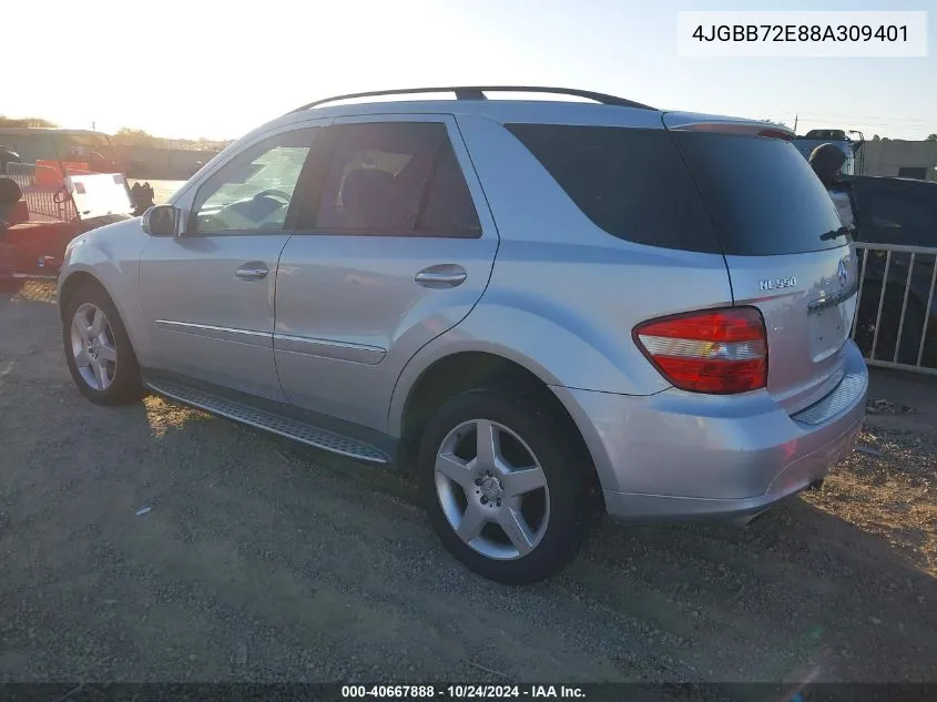 2008 Mercedes-Benz Ml 550 4Matic VIN: 4JGBB72E88A309401 Lot: 40667888