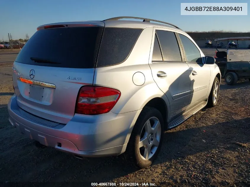 2008 Mercedes-Benz Ml 550 4Matic VIN: 4JGBB72E88A309401 Lot: 40667888