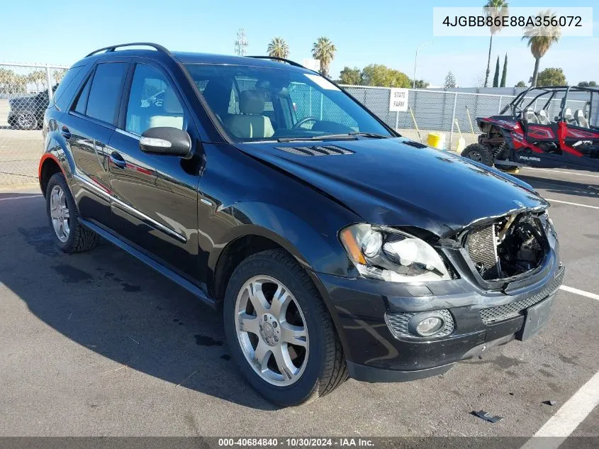 2008 Mercedes-Benz Ml 350 4Matic VIN: 4JGBB86E88A356072 Lot: 40684840