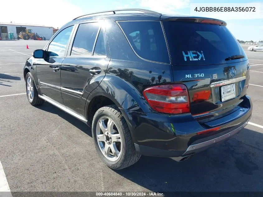 2008 Mercedes-Benz Ml 350 4Matic VIN: 4JGBB86E88A356072 Lot: 40684840