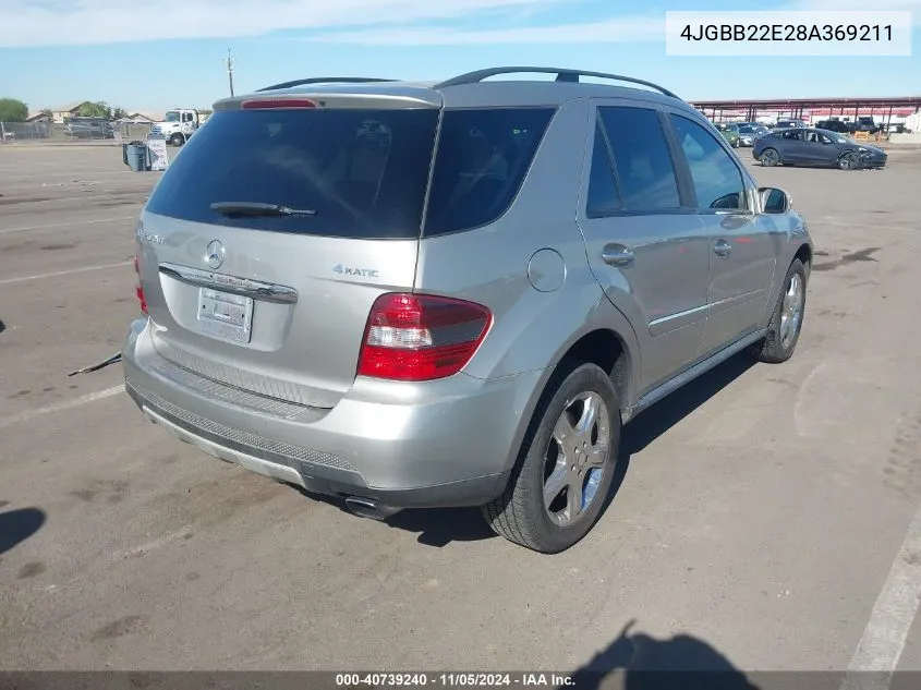 2008 Mercedes-Benz Ml 320 Cdi 4Matic VIN: 4JGBB22E28A369211 Lot: 40739240