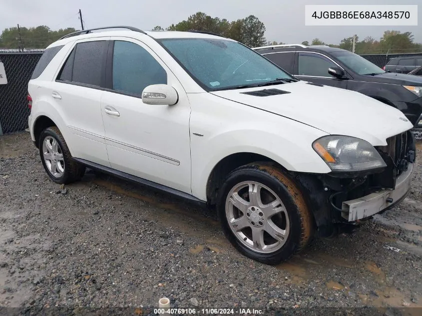 2008 Mercedes-Benz Ml 350 4Matic VIN: 4JGBB86E68A348570 Lot: 40769106