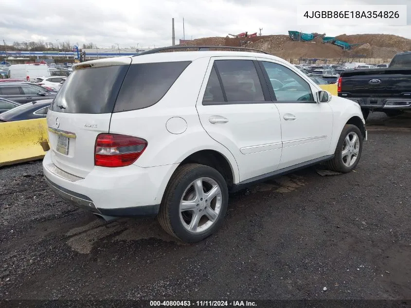 4JGBB86E18A354826 2008 Mercedes-Benz Ml 350 4Matic