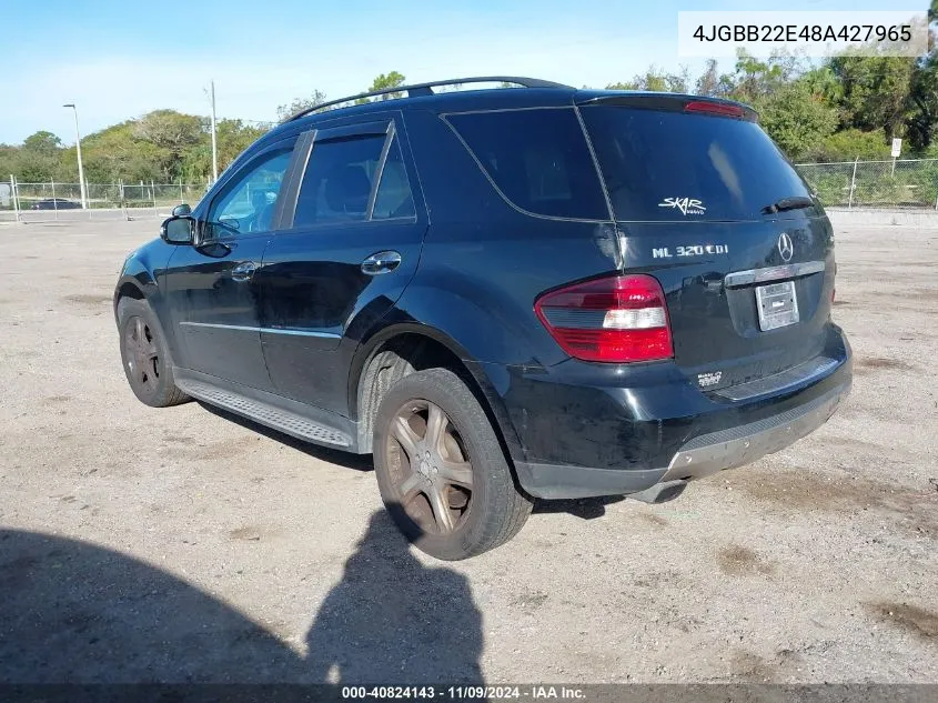 2008 Mercedes-Benz Ml 320 Cdi 4Matic VIN: 4JGBB22E48A427965 Lot: 40824143