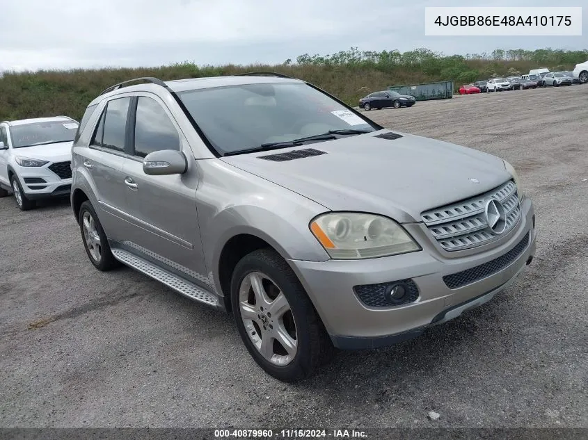 2008 Mercedes-Benz Ml 350 4Matic VIN: 4JGBB86E48A410175 Lot: 40879960