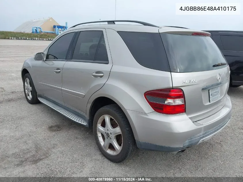 2008 Mercedes-Benz Ml 350 4Matic VIN: 4JGBB86E48A410175 Lot: 40879960