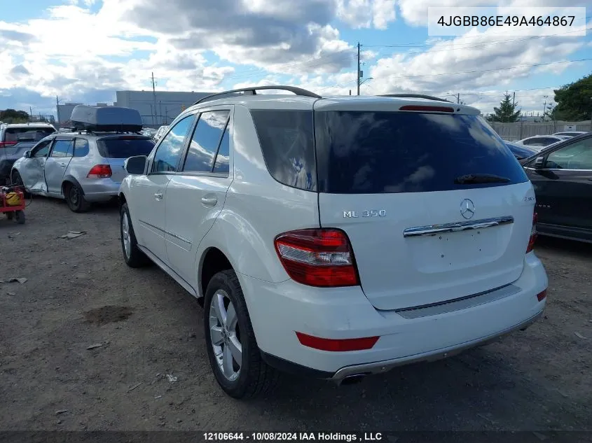 2009 Mercedes-Benz Ml-Class VIN: 4JGBB86E49A464867 Lot: 12106644