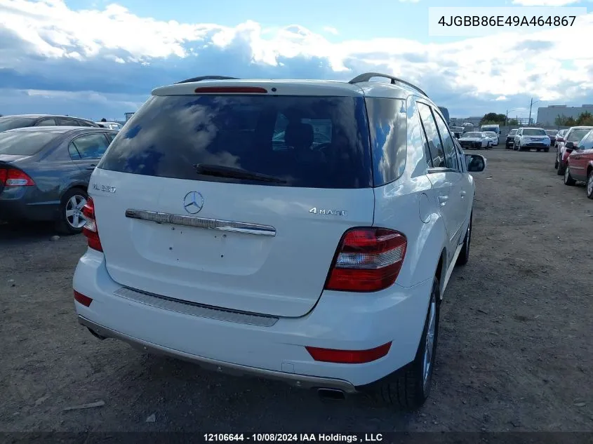 2009 Mercedes-Benz Ml-Class VIN: 4JGBB86E49A464867 Lot: 12106644