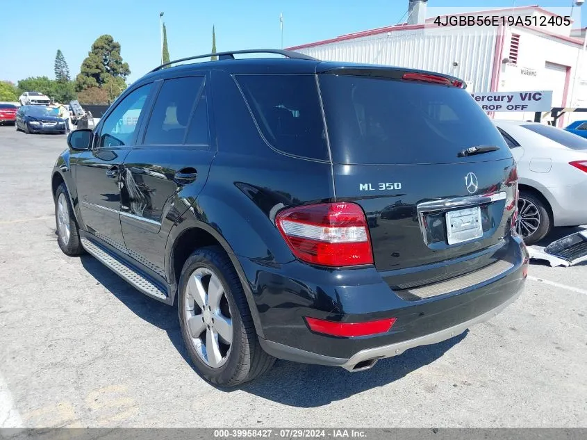 2009 Mercedes-Benz Ml 350 VIN: 4JGBB56E19A512405 Lot: 39958427