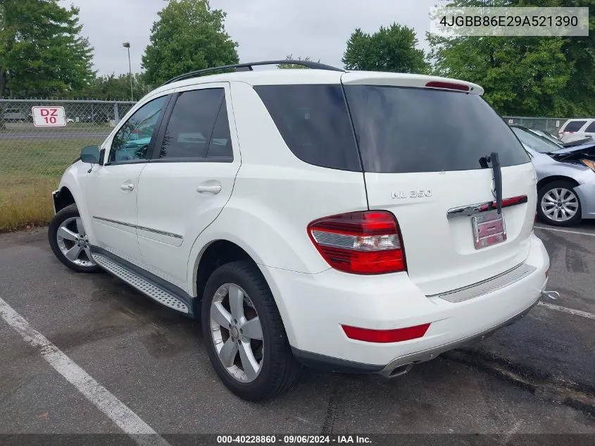 2009 Mercedes-Benz Ml 350 4Matic VIN: 4JGBB86E29A521390 Lot: 40228860