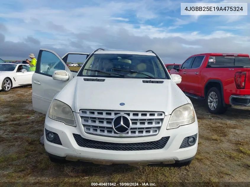 2009 Mercedes-Benz Ml 320 Bluetec 4Matic VIN: 4JGBB25E19A475324 Lot: 40481842