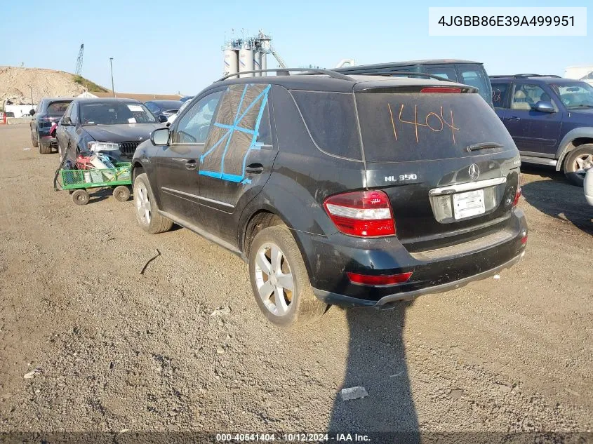 2009 Mercedes-Benz Ml 350 4Matic VIN: 4JGBB86E39A499951 Lot: 40541404