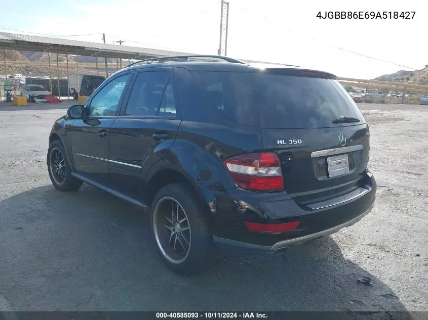 2009 Mercedes-Benz Ml 350 4Matic VIN: 4JGBB86E69A518427 Lot: 40585093