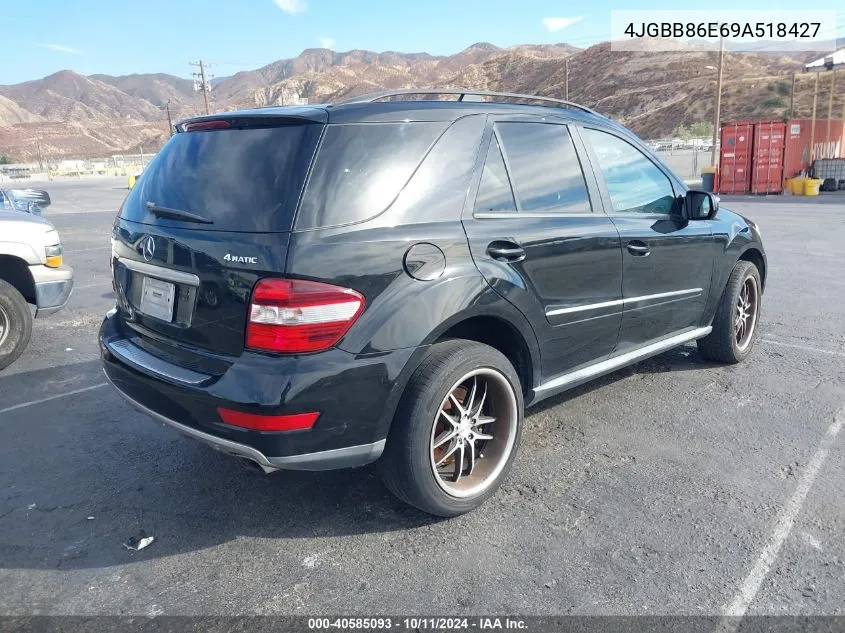 2009 Mercedes-Benz Ml 350 4Matic VIN: 4JGBB86E69A518427 Lot: 40585093