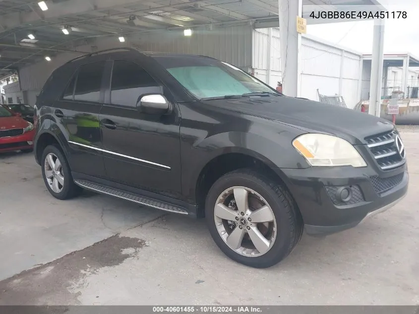 2009 Mercedes-Benz Ml 350 4Matic VIN: 4JGBB86E49A451178 Lot: 40601455