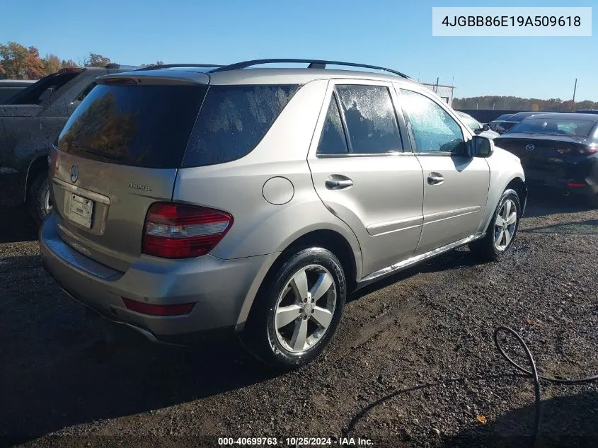 2009 Mercedes-Benz Ml 350 4Matic VIN: 4JGBB86E19A509618 Lot: 40699763