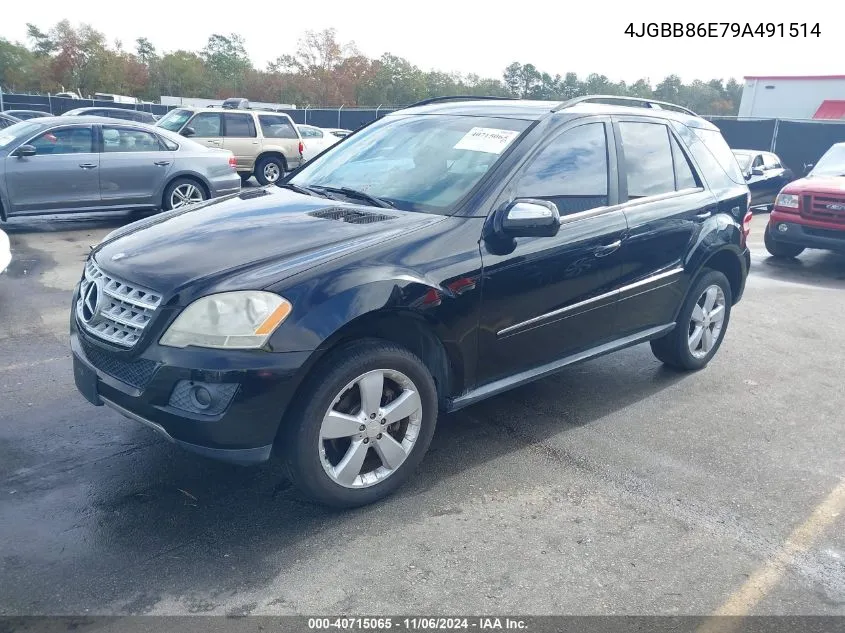 2009 Mercedes-Benz Ml 350 4Matic VIN: 4JGBB86E79A491514 Lot: 40715065