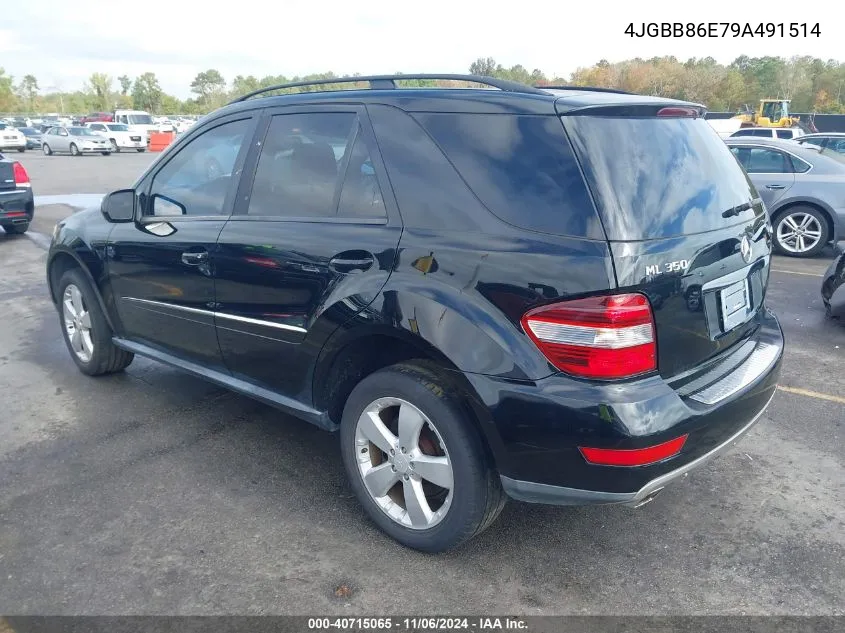 2009 Mercedes-Benz Ml 350 4Matic VIN: 4JGBB86E79A491514 Lot: 40715065