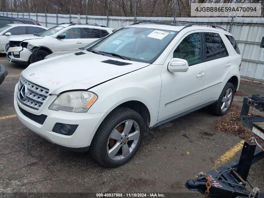 2009 Mercedes-Benz Ml 350 4Matic VIN: 4JGBB86E59A470094 Lot: 40837985