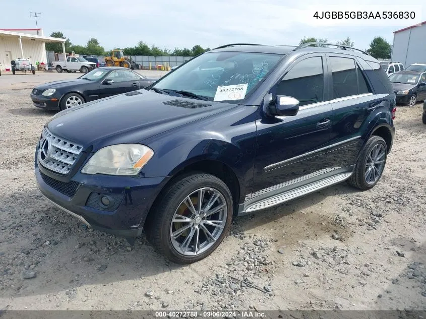 2010 Mercedes-Benz Ml 350 VIN: 4JGBB5GB3AA536830 Lot: 40272788