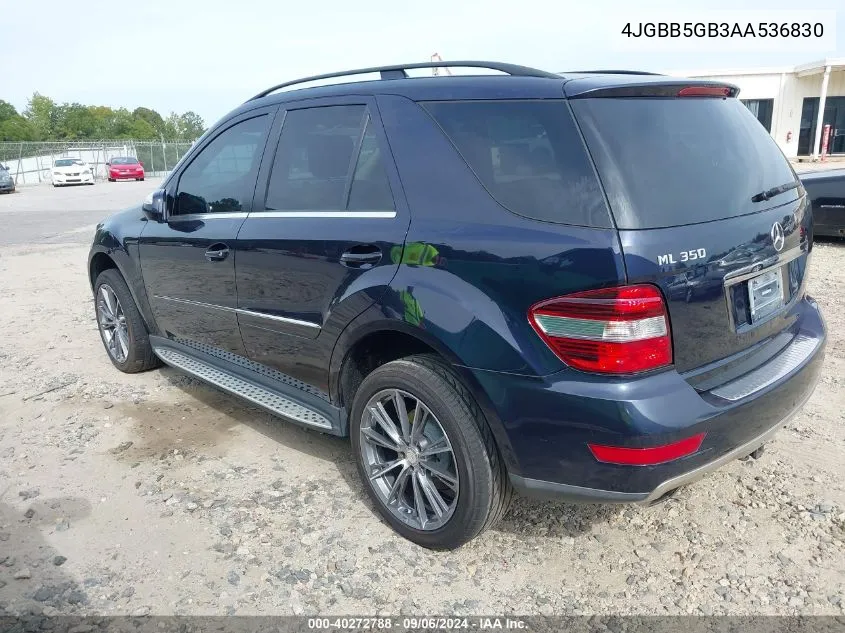 2010 Mercedes-Benz Ml 350 VIN: 4JGBB5GB3AA536830 Lot: 40272788