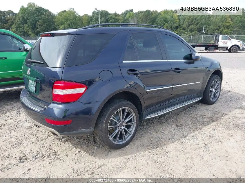 2010 Mercedes-Benz Ml 350 VIN: 4JGBB5GB3AA536830 Lot: 40272788