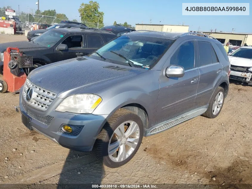 2010 Mercedes-Benz Ml 350 4Matic VIN: 4JGBB8GB0AA599840 Lot: 40338818