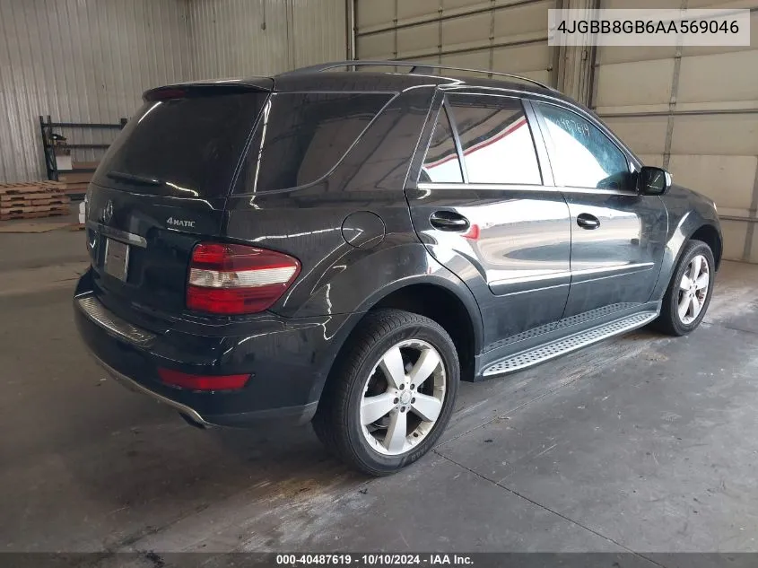 2010 Mercedes-Benz Ml 350 4Matic VIN: 4JGBB8GB6AA569046 Lot: 40487619